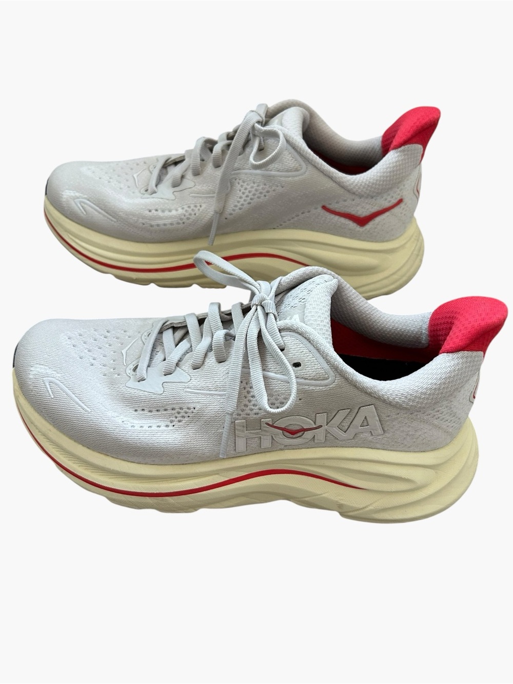 HOKA Women’s Clifton 10 Running Shoe Stucco/ Cerise Colorway Size 6 - Picture 3 of 7